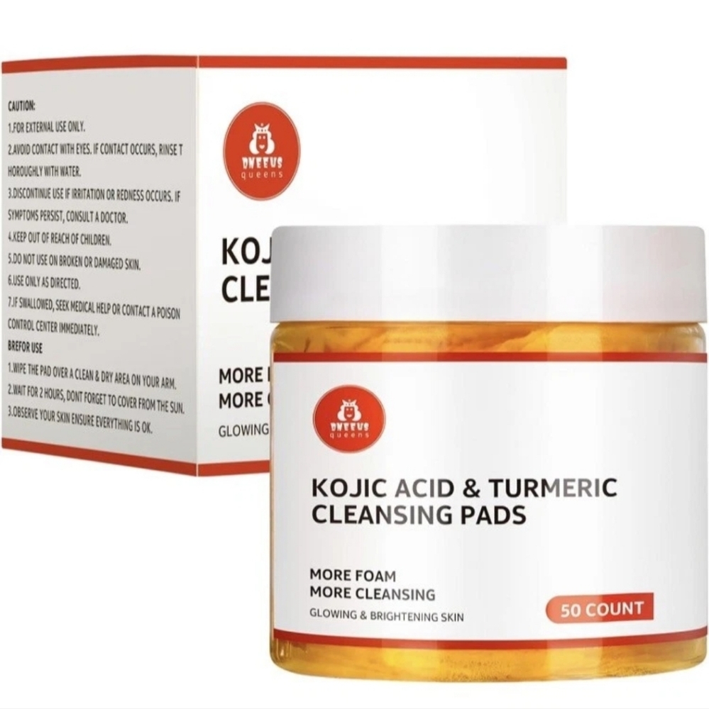 Turmeric Kojic Cleansing Pads Face Tumeric Exfoliating Face Scrub Pads 50 count